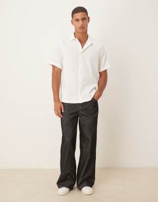 Asos Design Relaxed Textured Shirt In White