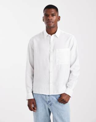 Asos Design Relaxed Textured Shirt In Gray