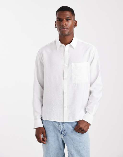 ASOS DESIGN relaxed textured shirt in white