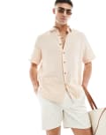 [ASOS DESIGN] ASOS DESIGN relaxed textured shirt with patch pockets in dusty pink 2XS Dusky pink
