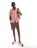 [ASOS DESIGN] ASOS DESIGN relaxed textured shirt with patch pockets in pink S PINK