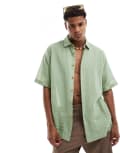 [ASOS DESIGN] ASOS DESIGN relaxed textured shirt with patch pockets in sage green S Sage green