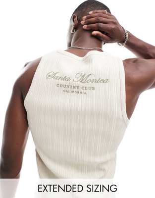 Asos Design Relaxed Textured Tank Top In Neutral