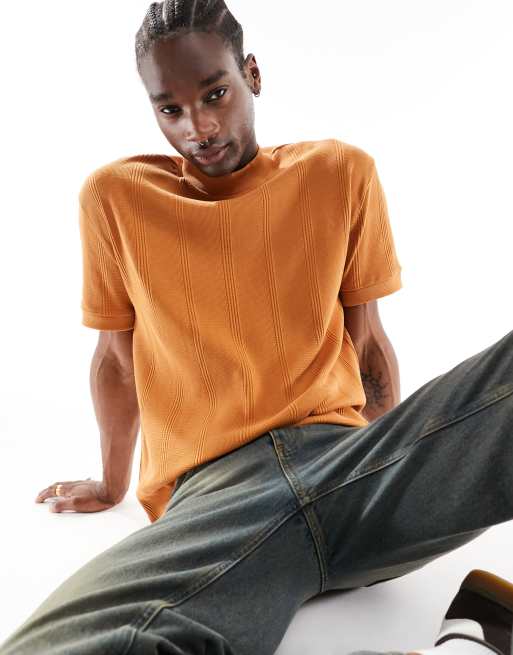 ASOS DESIGN relaxed textured turtle neck in rust | ASOS
