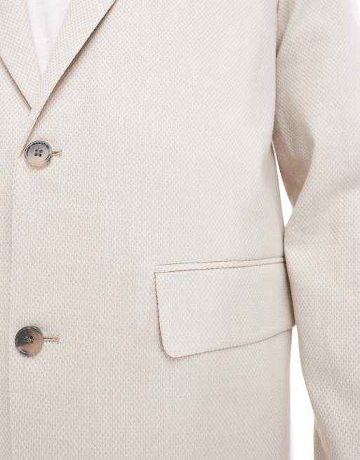 ASOS DESIGN relaxed throw on suit jacket in light gray with linen texture