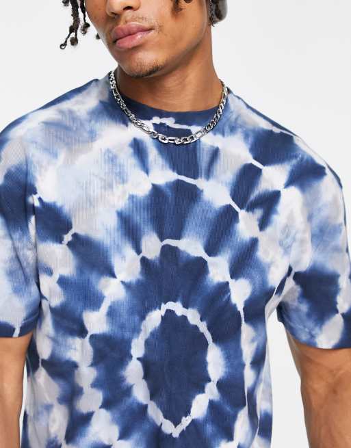 ASOS DESIGN relaxed tie dye t-shirt in blue and gray