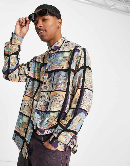 ASOS DESIGN relaxed Tom & Jerry shirt in comic strip print, 3 of 4