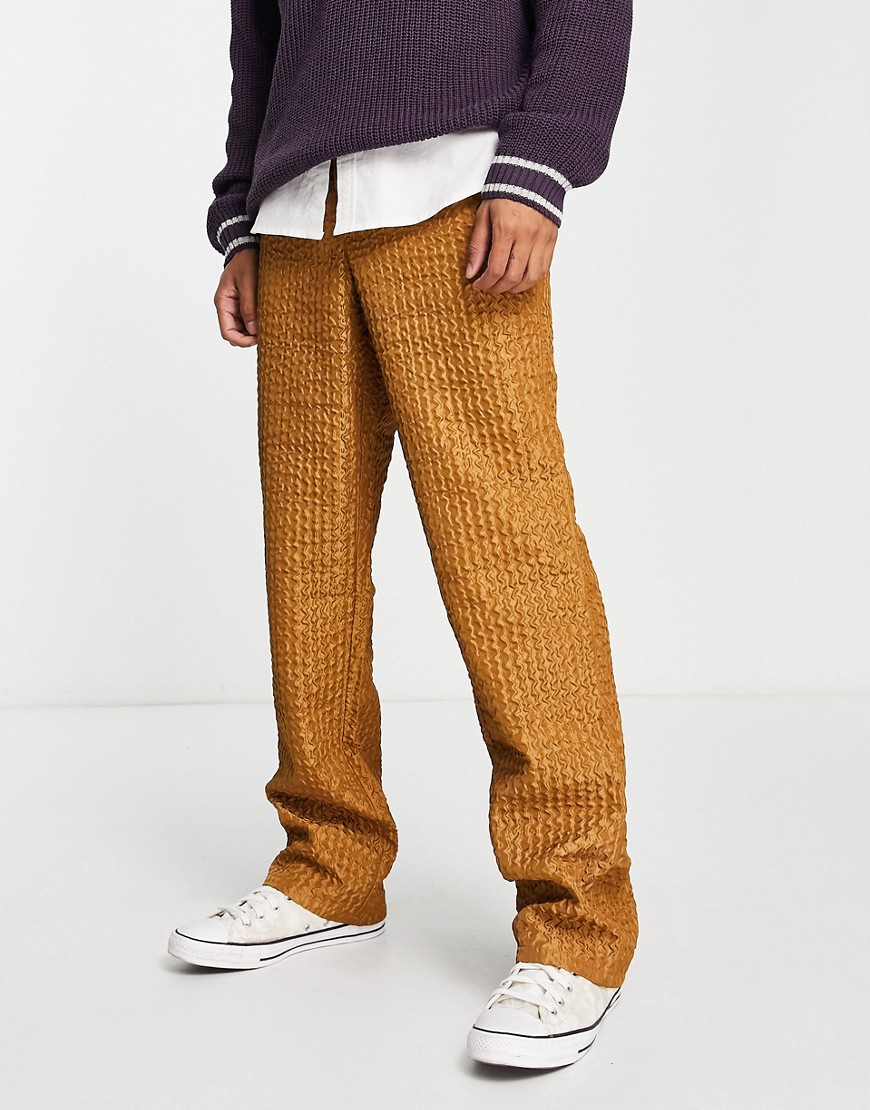 ASOS DESIGN relaxed trousers with ruching in mustard yellow