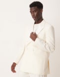 [ASOS DESIGN] ASOS DESIGN relaxed tuxedo suit jacket in cream texture-White Chest 36 Regular CREAM