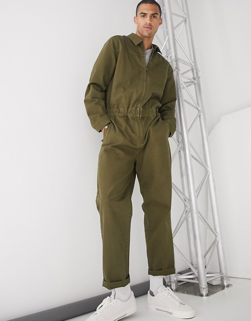 ASOS DESIGN relaxed utility boilersuit in green