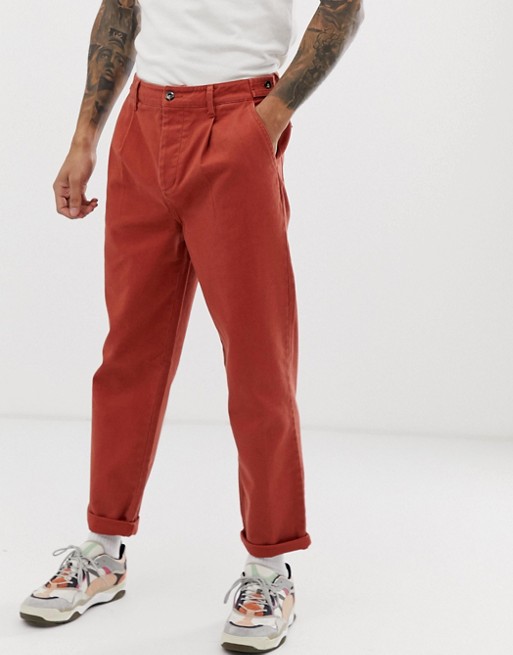 ASOS DESIGN relaxed utility pants with side adjusters in heavyweight ...