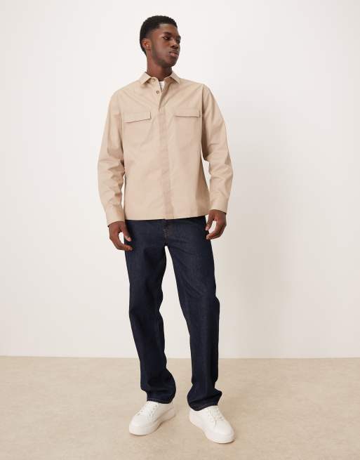 ASOS DESIGN relaxed utility shirt in beige, 2 of 5