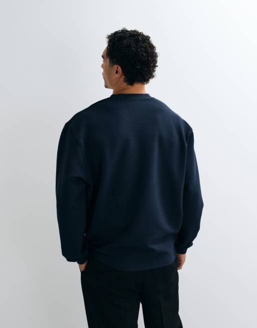 ASOS DESIGN relaxed V-hals jacquardstof in navy, 4 van 5