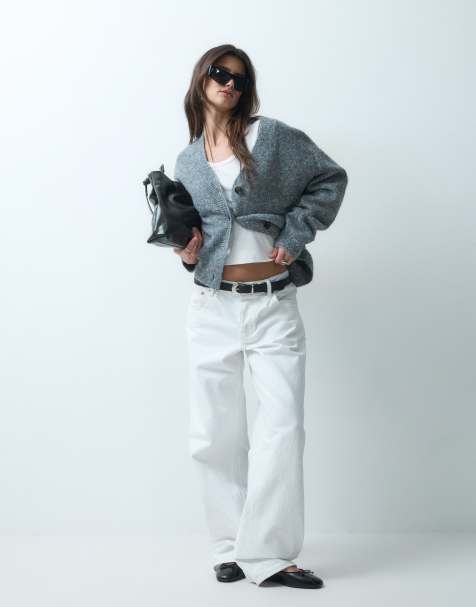 ASOS DESIGN relaxed v neck cardigan with wool in grey - view 1
