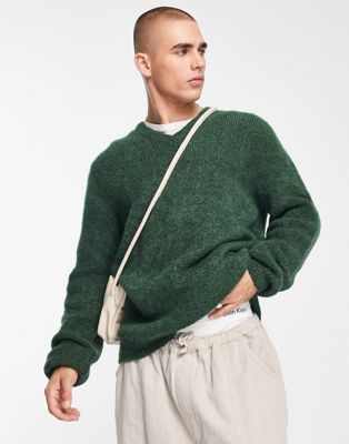 ASOS DESIGN relaxed V-neck knitted jumper in green