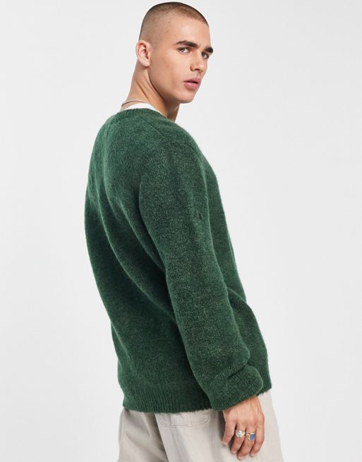 ASOS DESIGN relaxed V-neck knitted sweater in green