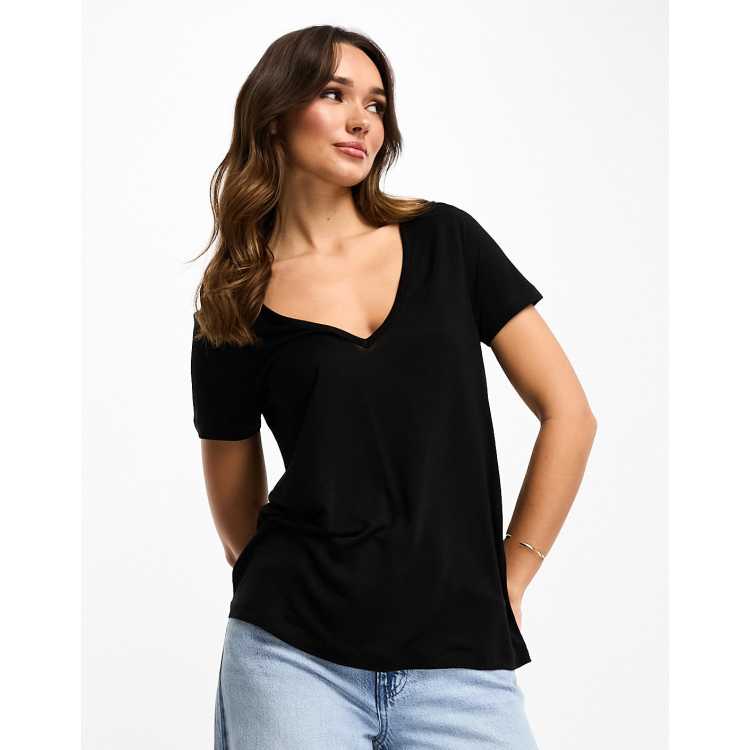 Plain black hotsell shirt v neck