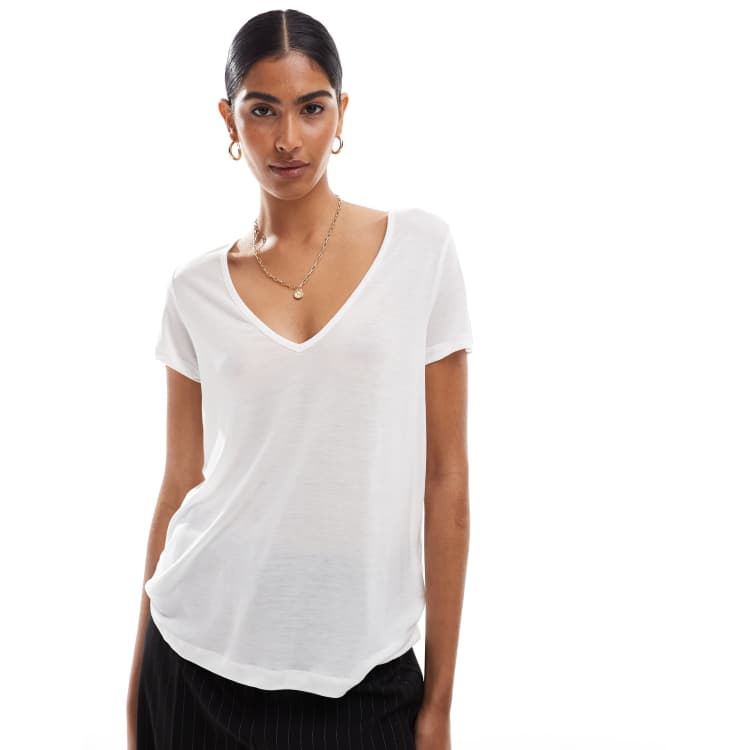 ASOS DESIGN relaxed v neck t-shirt in white ASOS