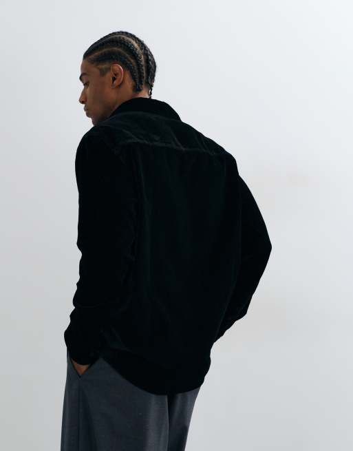 ASOS DESIGN relaxed velvet shirt in black, 5 of 5