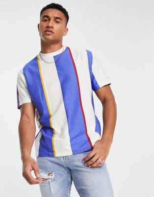 ASOS DESIGN relaxed vertical stripe t-shirt in primary colour stripe