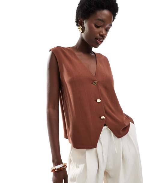 ASOS DESIGN relaxed vest in brown - view 1