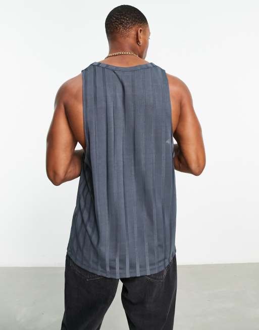 ASOS DESIGN relaxed vest in shiny grey rib with scoop neck | ASOS