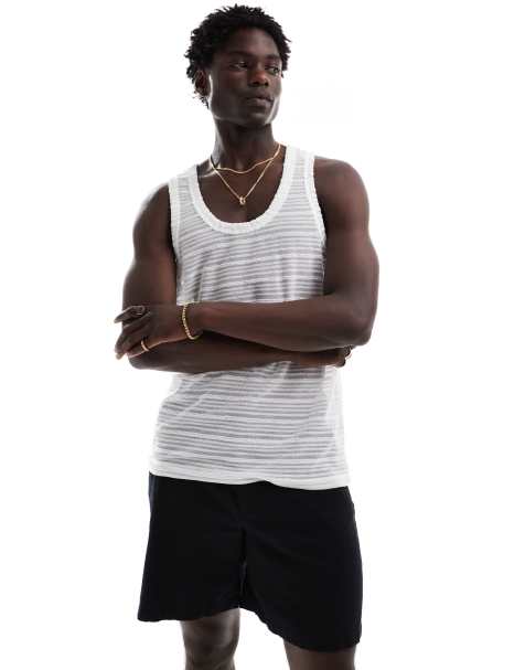 ASOS DESIGN relaxed vest with neck in sheer white  - view 1