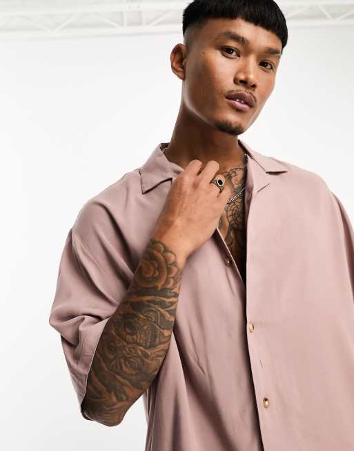 ASOS DESIGN relaxed viscose shirt in dusty pink | ASOS
