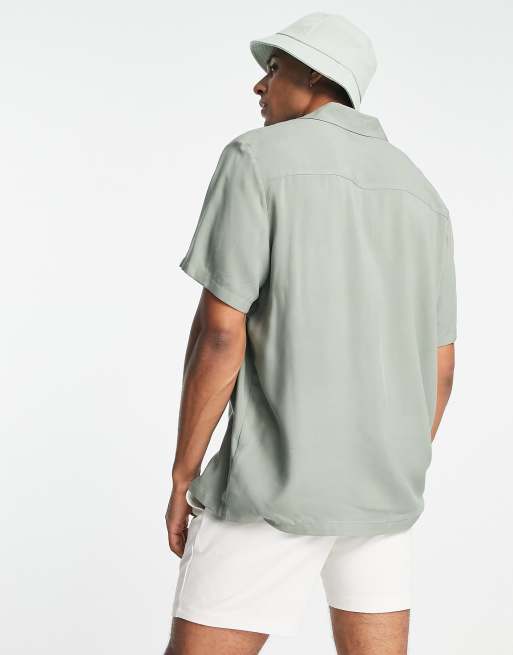 ASOS DESIGN relaxed viscose shirt in sage green | ASOS