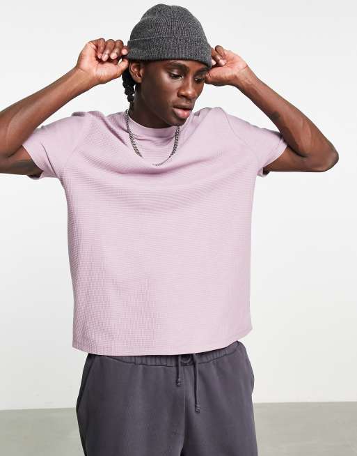 ASOS DESIGN relaxed waffle t-shirt in purple heather