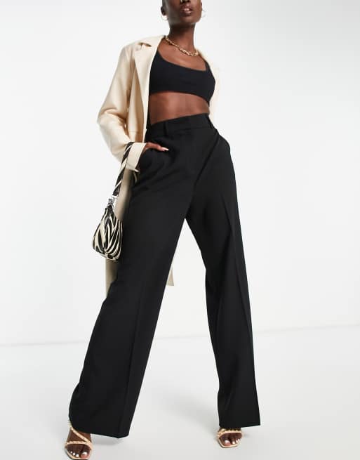 ASOS DESIGN relaxed wide leg flare pant in black