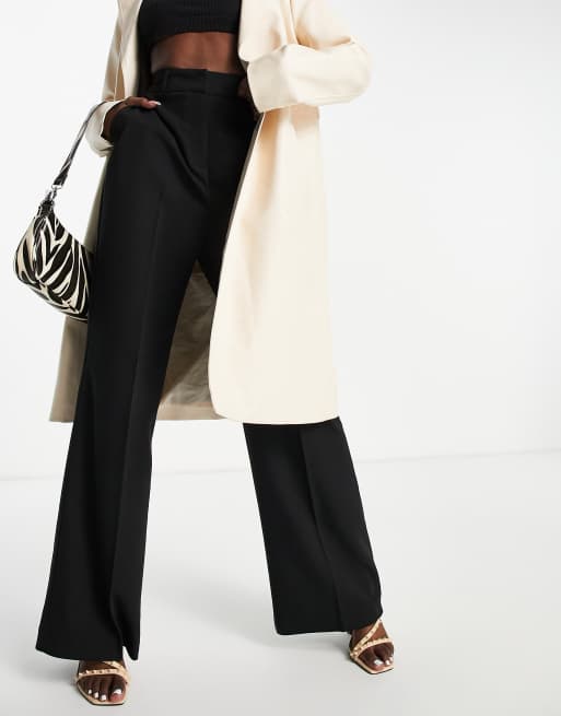 ASOS DESIGN relaxed wide leg flare trouser in black, 2 of 4