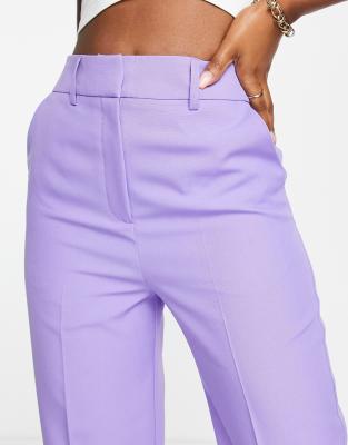 ASOS DESIGN relaxed wide leg flare trousers in lilac