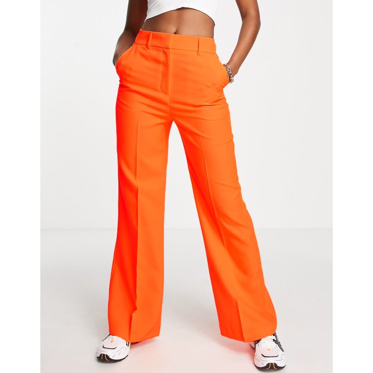 ASOS DESIGN relaxed wide leg flare trousers in orange