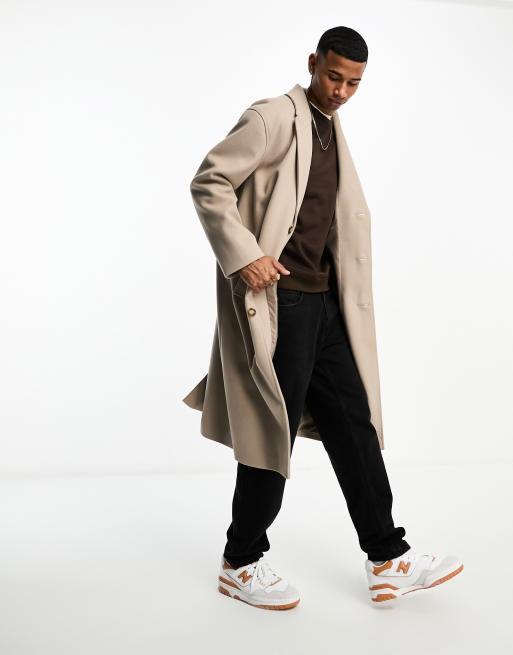 Mens tan trench coat on sale wool