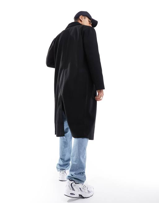 Asos black overcoat best sale