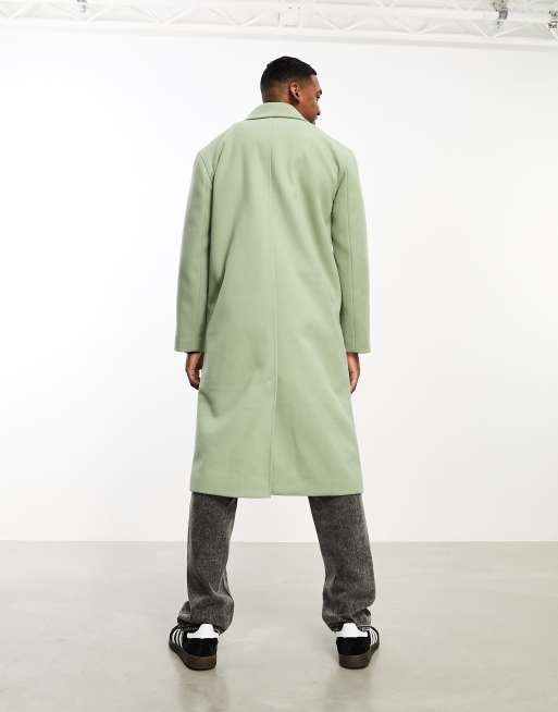 ASOS DESIGN relaxed wool look overcoat in sage green ASOS