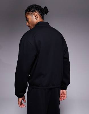 ASOS DESIGN relaxed zip up jersey track jacket in black | ASOS