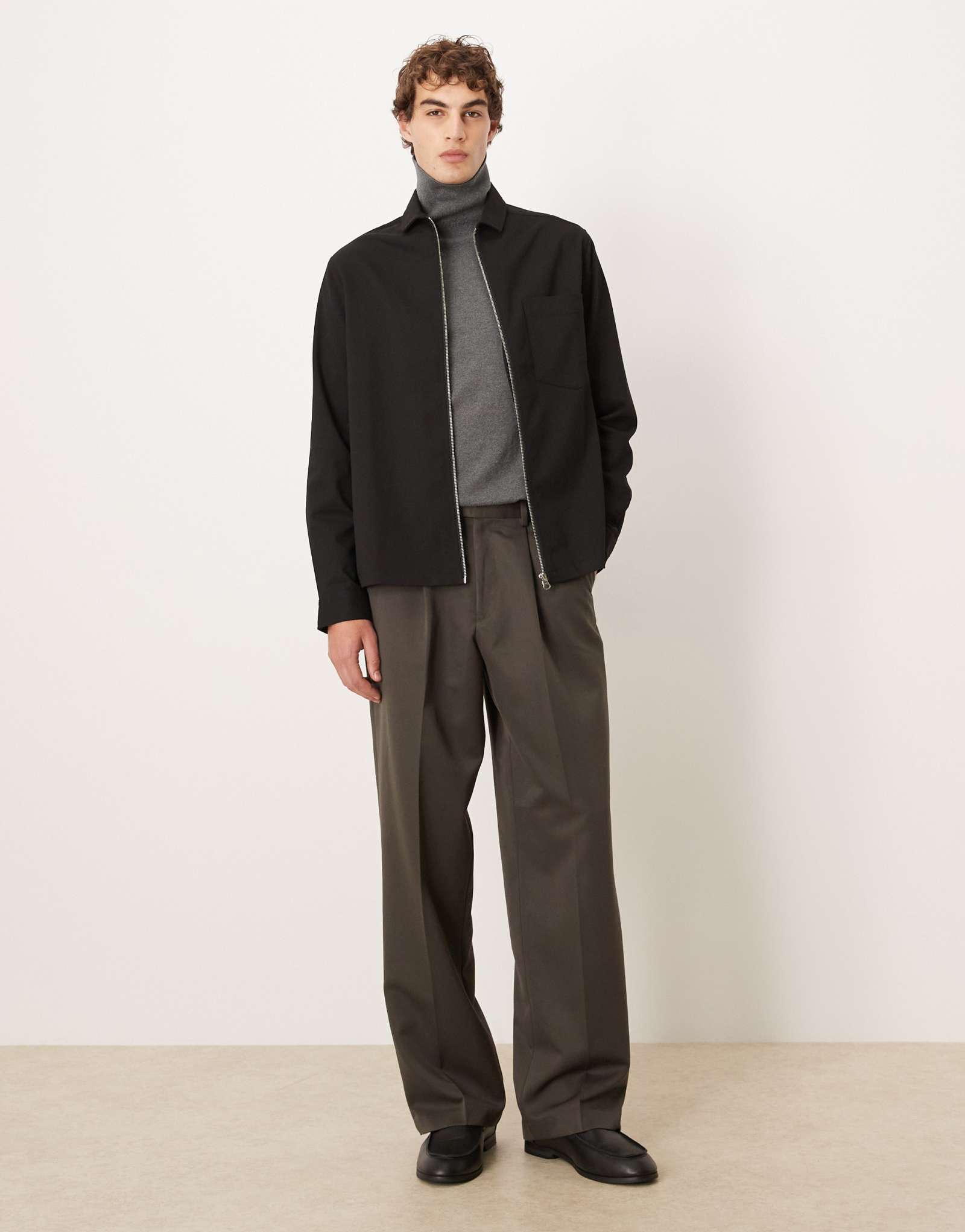 Непринужденная рубашка на молнии от ASOS DESIGN черного цвета