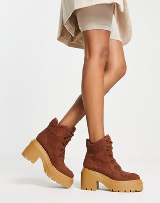 ASOS DESIGN Relay chunky hiker boots in brown - ASOS Price Checker