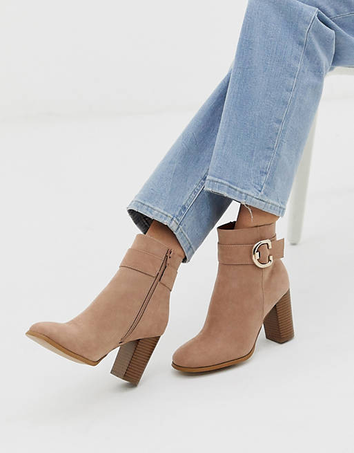 ASOS DESIGN Relay heeled ankle boots in taupe