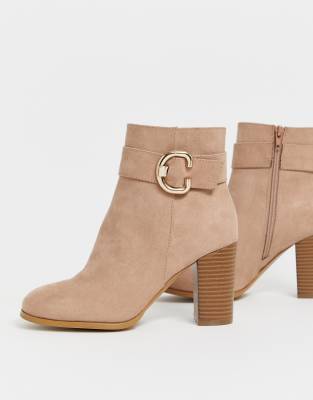 taupe heeled ankle boots