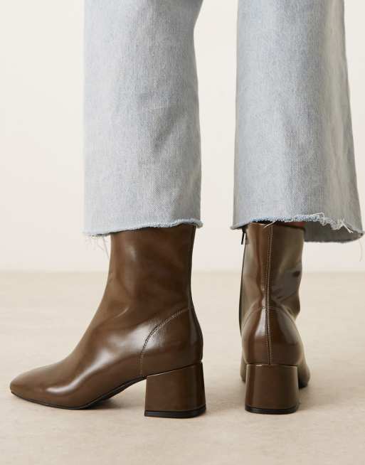 ASOS DESIGN - Relay - Olivengrønne og elegante ankelstøvler med høj hæl, 4 af 4