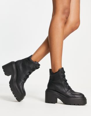 ASOS DESIGN - Relay - Wanderstiefel in Schwarz mit dicker Sohle