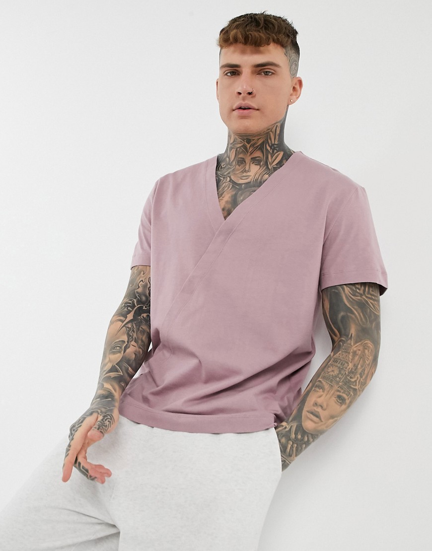 ASOS DESIGN releaxed fit v neck t shirt in washed purple