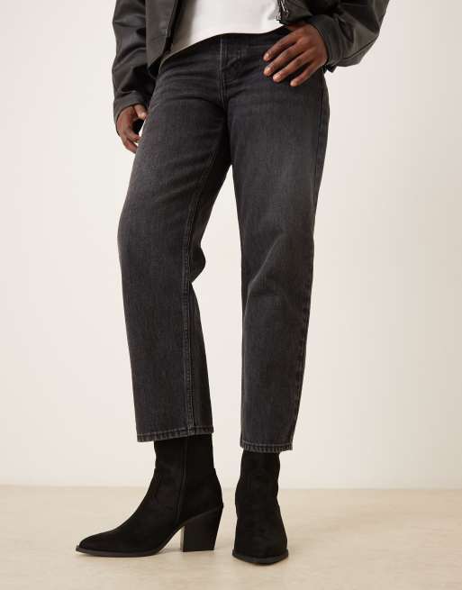 ASOS DESIGN Remedy heeled western boots in black suedette