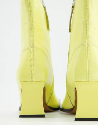 leather yellow boots