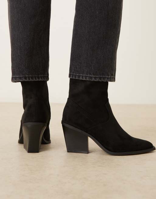 ASOS DESIGN – Remedy – Svarta boots i mockaimitation med klackar och cowboystil, 4 av 4