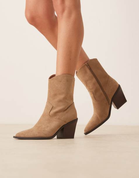 ASOS DESIGN - Remedy - Westernlaarzen met hak in taupe suedine - view 1