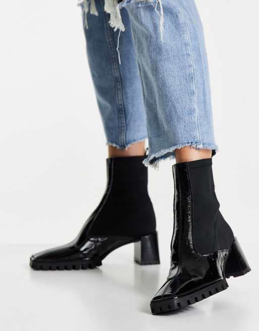 ASOS DESIGN – Remix – Czarne skórzane botki z elastyczną cholewką, 2 z 4
